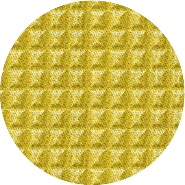 Ahgly Company Tapis Rond Lavable en Machine Intérieur Transitionnel Jaune Banane, 7 Pieds Rond