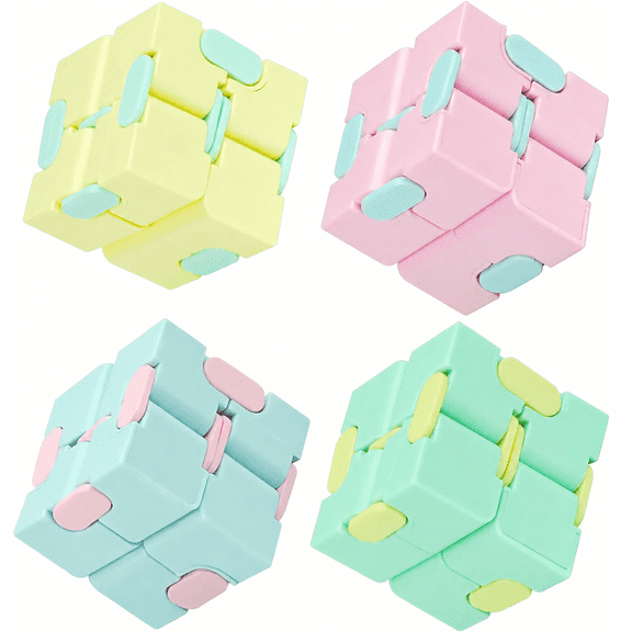 4pcs Infinity Cube Fidget Toy Stress Relieving Fidgeting Game for Kids and Adults,Cute Mini Unique Gadget for Anxiety Relief