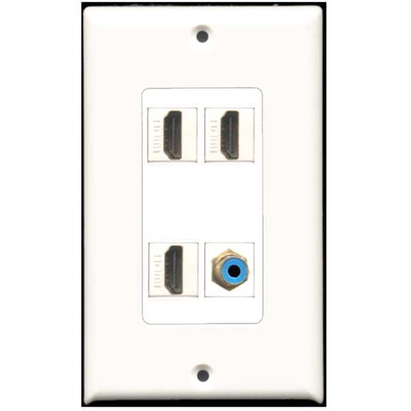 Ultra Spec Cables 3 Port HDMI 1 Port RCA Blue Wall Plate DecorZ