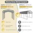 thumbnail image 4 of VEIKOUS 15' x 10' Outdoor Metal Carport, Galvanized Metal Heavy Duty Garage with Weather Resistant Roof For Patio, Backyard, 4 of 14