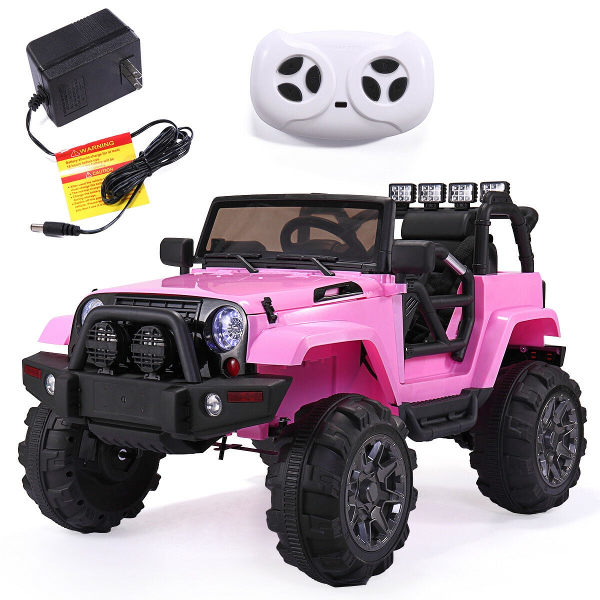 CIPACHO Electric Cars for Kids, 12V Ride On Truck Car Gift for Children Boys with Remote Control, 3 Speeds, Spring Suspension, LED Lights, Pink