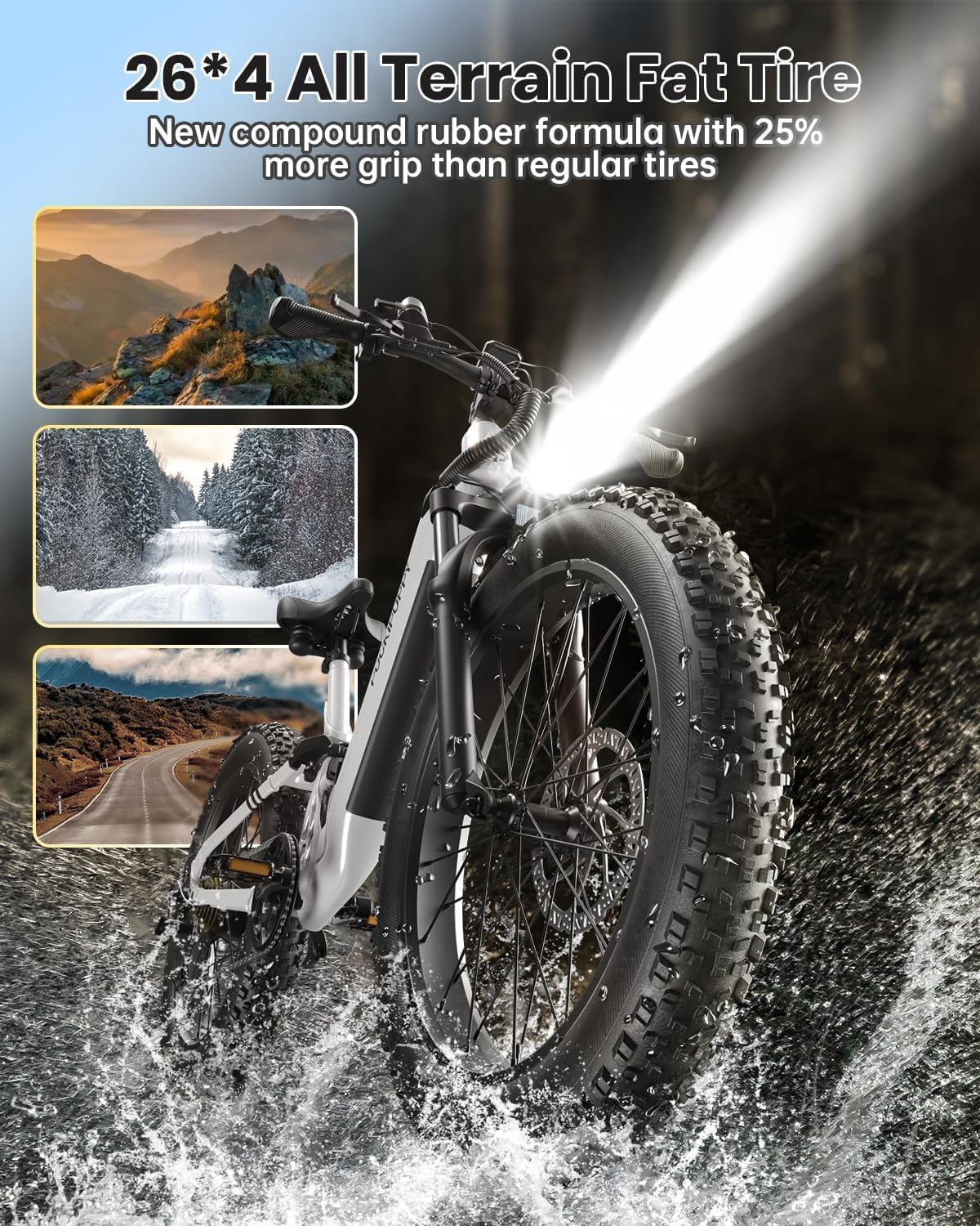 PUCKIPUPPY Electric Bikes for Adults 26" Step-Thru Ebikes 960W Peak Motor 80Miles Range 28mph Max Speed 48V 20AH Battery Full Suspension Fat Tire Mountain E Bike 7 Speed, Comply with UL2849 By SGS