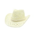 thumbnail image 3 of Hauaitttt Women Men Summer Western Cowboy Hat Shapeable Straw Hat Hollowed Out Sun Hat Hats for Women Fashionable Summer Hats for Women Mens Beach Hat Summer Travel Hiking Cap for Men Old Looking Hat, 3 of 3