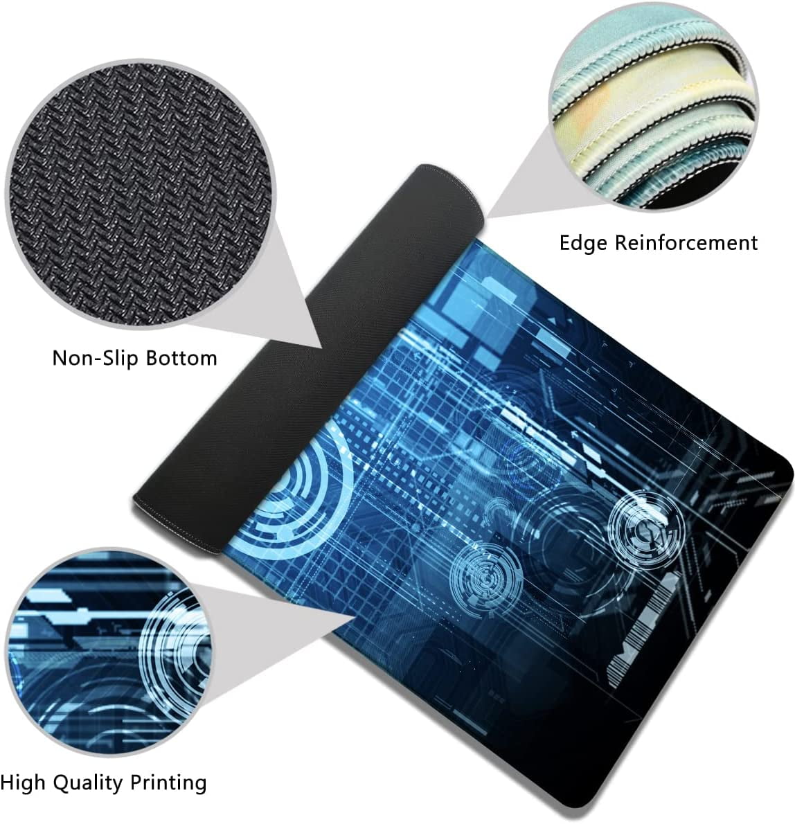 Large Mouse Pad for Desk,Gaming Mouse Pad XXL 35.5x15.8 inch Large Desktop Mouse Pad Blue Black, Large Mouse Pad for Work and Gaming (Blue Black)