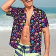thumbnail image 5 of KLL Men's Hawaiian Shirt Short Sleeve Button Down Beach Shirts-rainbow color mushroom Skull, 5 of 5