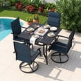 thumbnail image 3 of LOGYAT 5 Piece Outdoor Dining Set, 4 Swivel Rocking Mid Back Textilene Chairs, Black Square Metal Patio Table with Umbrella Hole, All Weather Outdoor Patio Furniture for Garden & Backyard, 3 of 7