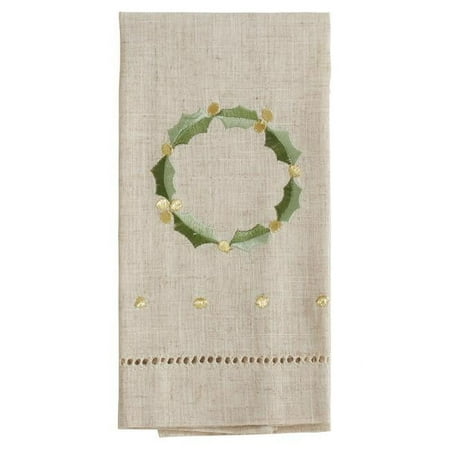 

Saro Lifestyle 14 x 22 in. Embroidered & Hemstitched Wreath Guest Towels Natural - Set of 4