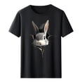 thumbnail image 4 of Tops de Cuello Alto para las Mujeres Amante Impreso Camiseta Cuello Redondo Manga Corta, Poliéster Spandex, 4 of 7