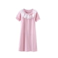 thumbnail image 1 of Camisón de niña de algodón de manga corta de verano con encaje Pijamas de niña Ropa de casa Ropa de casa para padres, 1 of 5