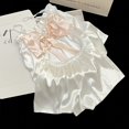 thumbnail image 2 of Pijama de verano para mujer, pantalones cortos con tirantes y lazo, pijama kawaii para estudiante, pijama bonito para niña, ropa de casa con tirantes genial, 2 of 6