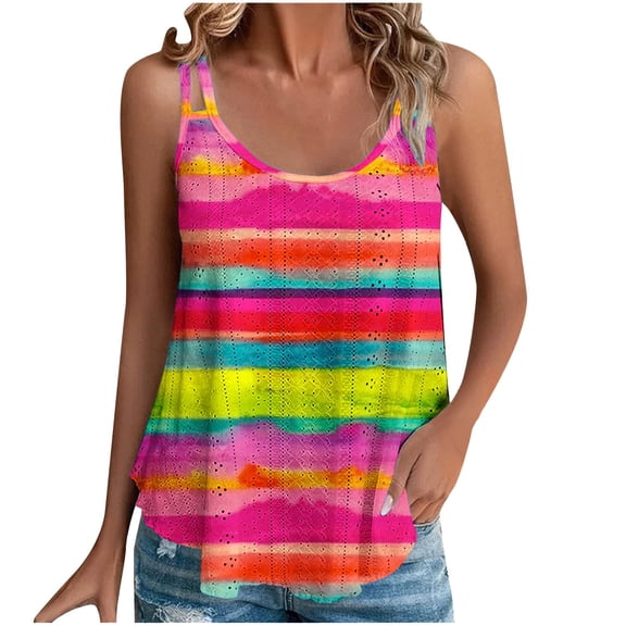 Cilsoka Womens Flower Print Crewneck Tank Tops Graphic Curved Hem Sleeveless Tops Summer Casual Loose Fit Shirts, Fashion Tops for Women 2026