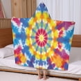 thumbnail image 5 of Colorful Rainbow Tie Dye Spiral Pattern Hooded Bath Towel，60"x35" for Ages 3 To 12 Kids, Quick Dry Lightweight Soft Microfiber Hood Beach Towel Cover Up for Kids, 5 of 7
