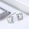 thumbnail image 3 of Square Halo Stud Earrings for Women Clear Cz Sterling Silver Womens Ginger Lyne Collection, 3 of 5