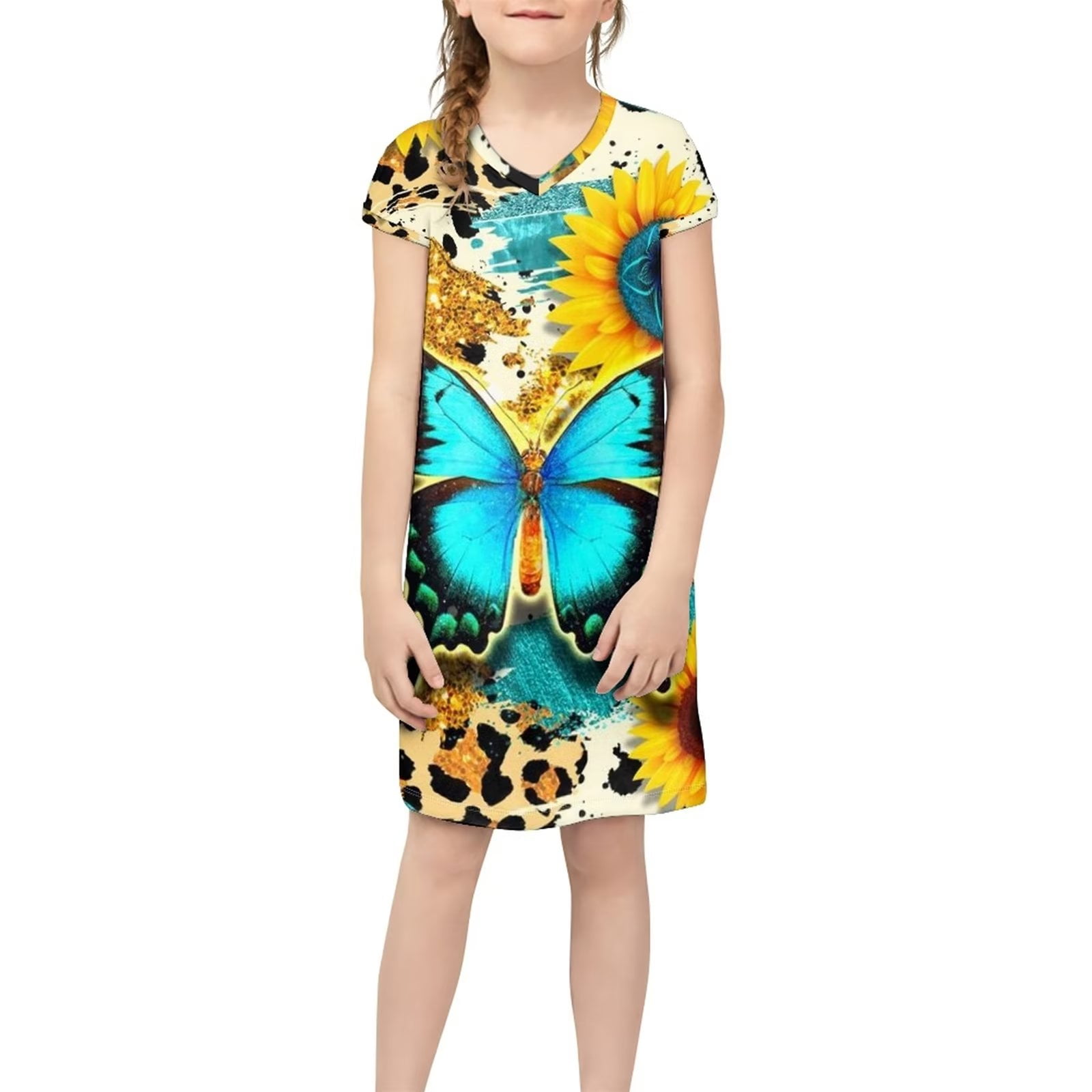 FKELYI Floral Butterfly Girls Sleeveless Dress Size 11-12 Years Comfortable  School Kids Girls Dresses Loose Daily Life Swing Twirl Skater Dress -  Walmart.com