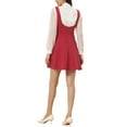 thumbnail image 3 of INSPIRE CHIC Women's Overall Dress Solid U Neck Button Decor Flared Hem L Deep Red, 3 of 6