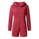 thumbnail image 4 of Dealovy - Pijama de forro polar sherpa para mujer, mono de felpa, pantalones cortos, con capucha y cremallera, 4 of 5
