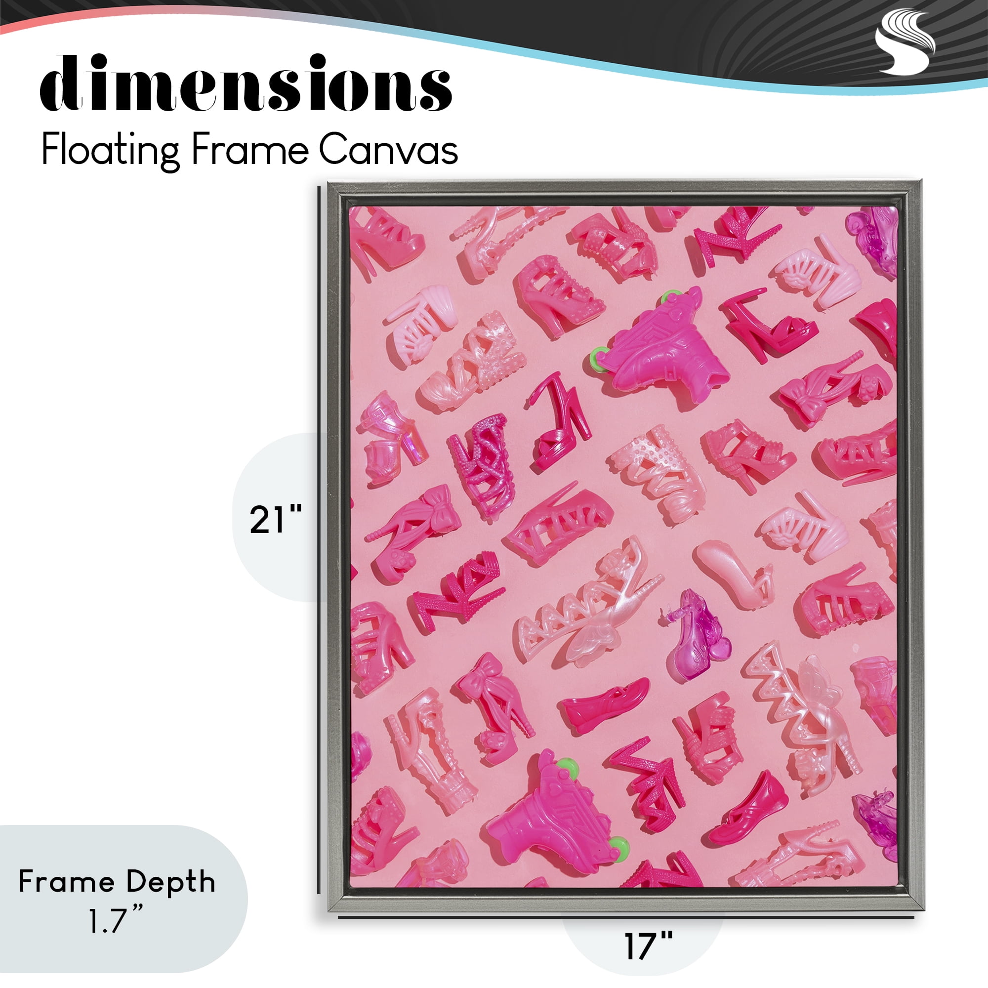 Stupell Industries Tiny Doll Shoes Pink Gray Framed Floater Canvas Wall Art, design by LISH Creative