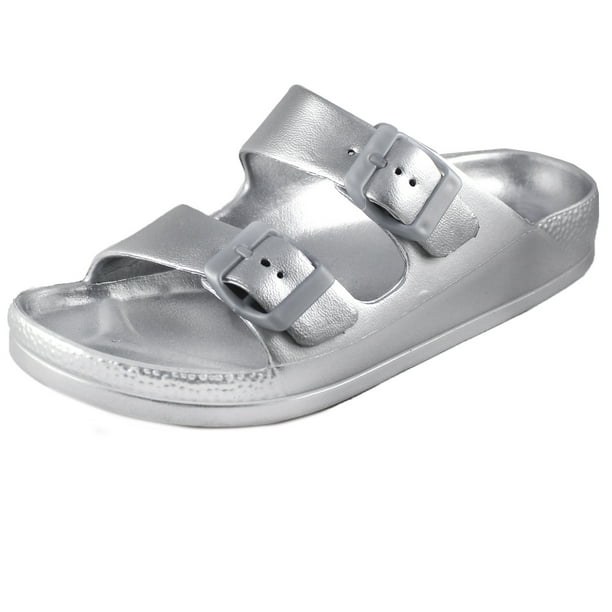 women's comfort slides double buckle adjustable eva flat sandals