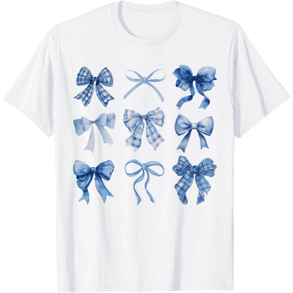 Blue Bow and Ribbon Cute Graphic For Women T-Shirt