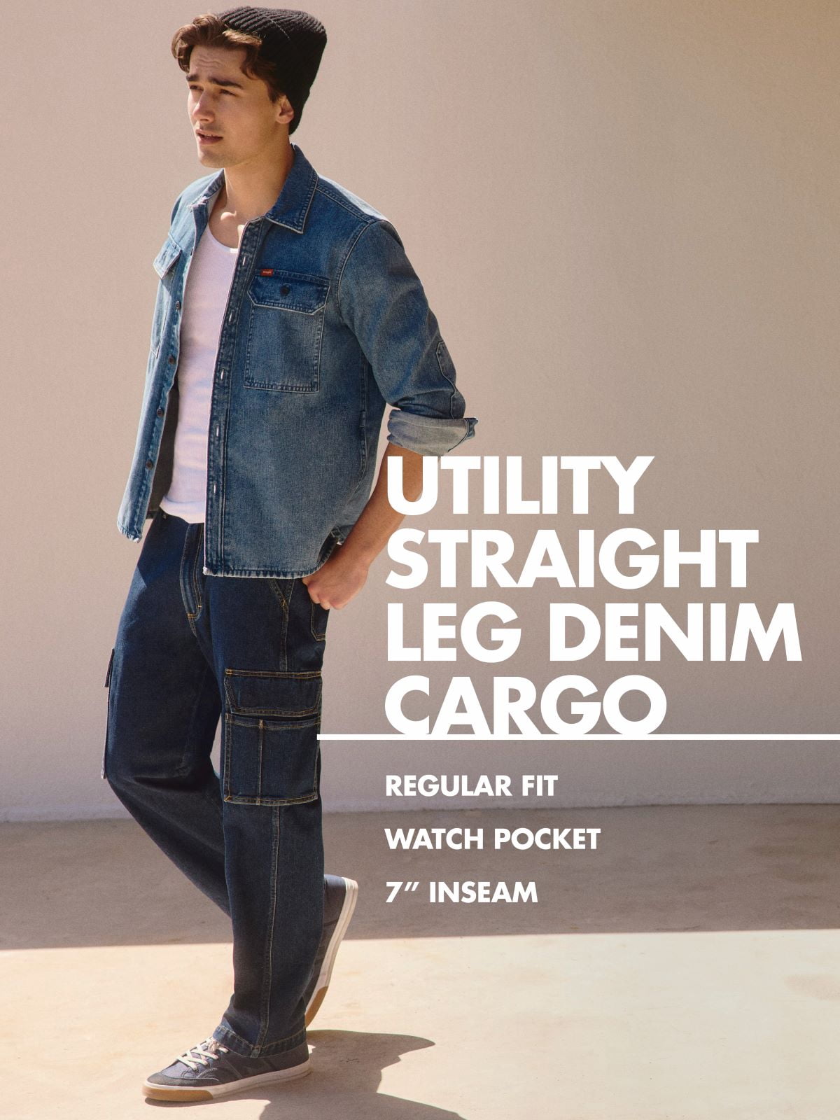 Wrangler® Men's Straight Leg Denim Cargo Pants