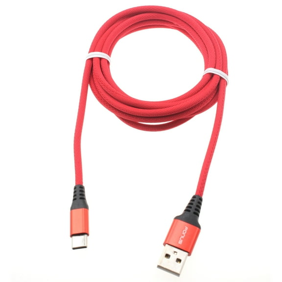 Type-C Red 6ft USB-C Cable for REVVL V Plus 5G Phone - Charger Cord Power Wire Long Braided Fast Charge Sync High Speed Compatible With T-Mobile REVVL V Plus 5G