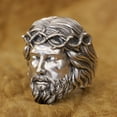 thumbnail image 4 of 925 Sterling Silver Jesus Christ Ring Biker Punk Open Ring TA434 US Size 8, 4 of 16