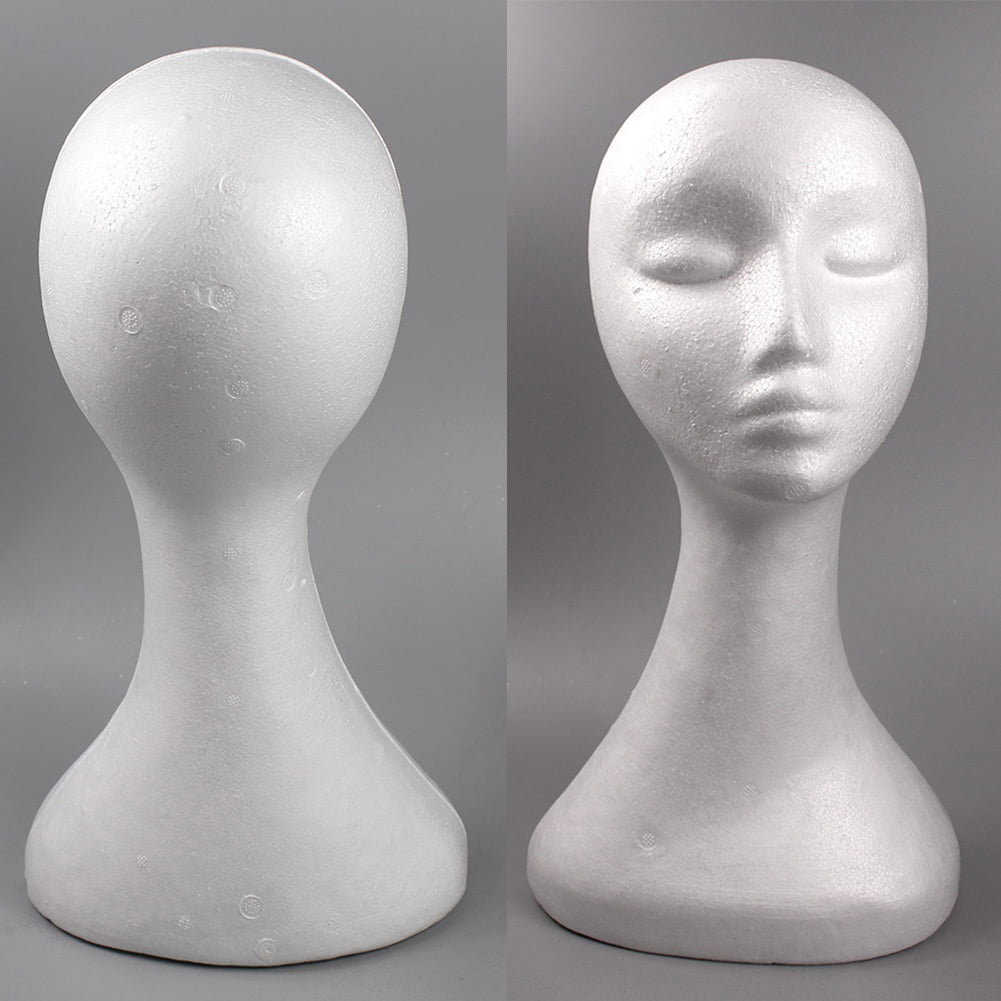 POLYSTYRENE FEMALE DUMMY MANNEQUIN HEAD LONG FOR HATS,WIGS DISPLAY X 3 