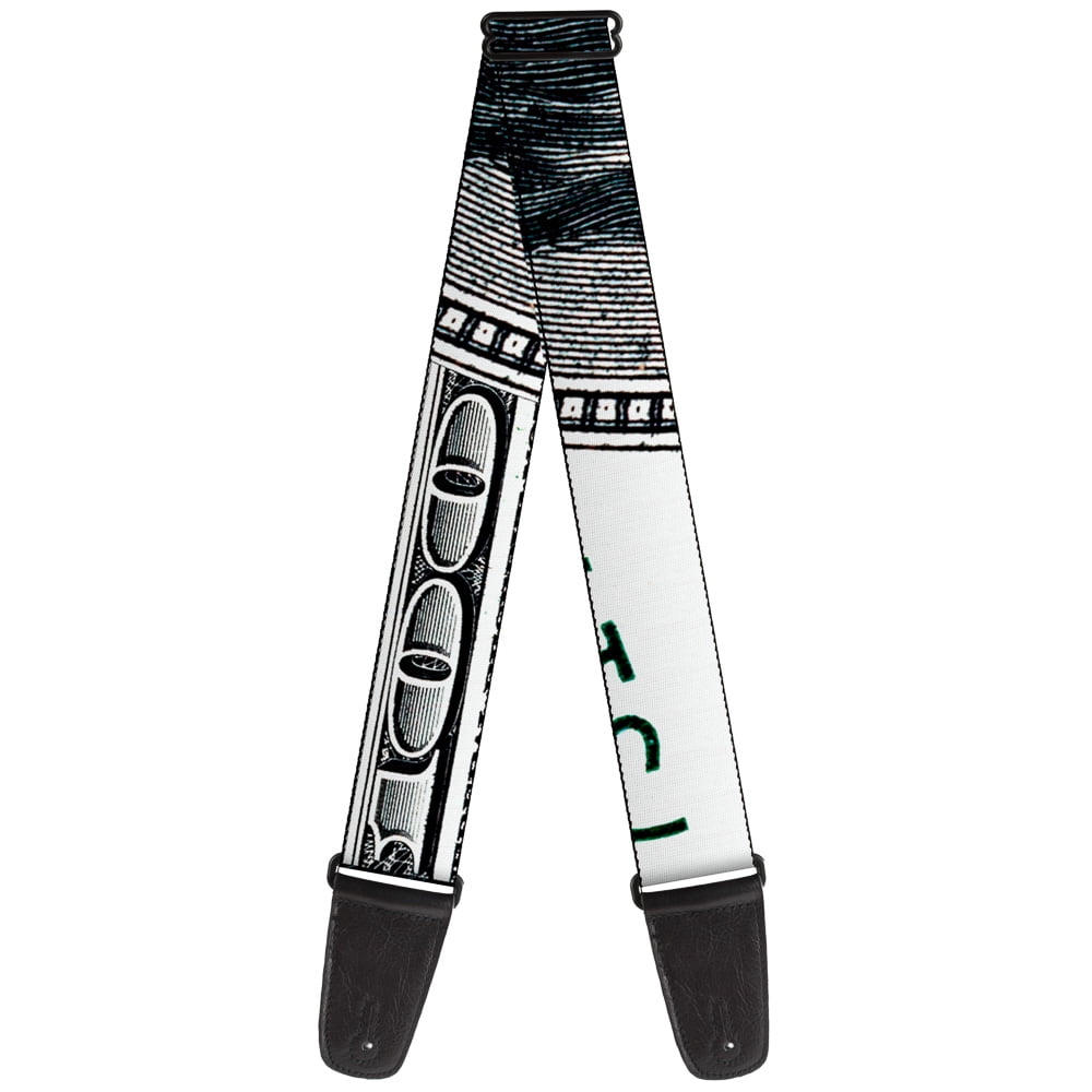 Buckle-Down Guitar Strap, 100 Dollar Bill Close Up White Black, 2 Inches Wide