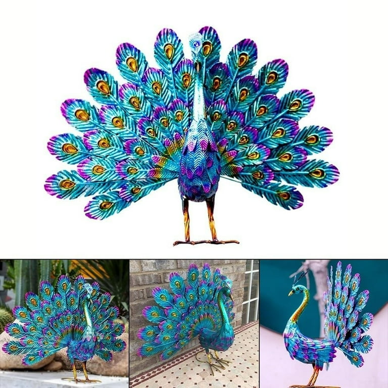 Metal Peacock Statue Ornament Diy Peacock Art Crafts Garden