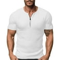 thumbnail image 2 of Ashirexll Mens T-shirts, Big and Tall Shirts for Men, Summer Casual and Sports Tops Temperament V-neck Zipper Short Sleeve Summer Shirts for Fitness, 2 of 4
