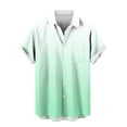 thumbnail image 3 of Men's Gradation Print Button Down Shirt | Quick Dry Short Sleeve Shirt Turndown Collar Relaxed Fit Casual Button Front 95 Polyester 5 Spandex Daily Beach Vacation Work Streetwear, 3 of 7