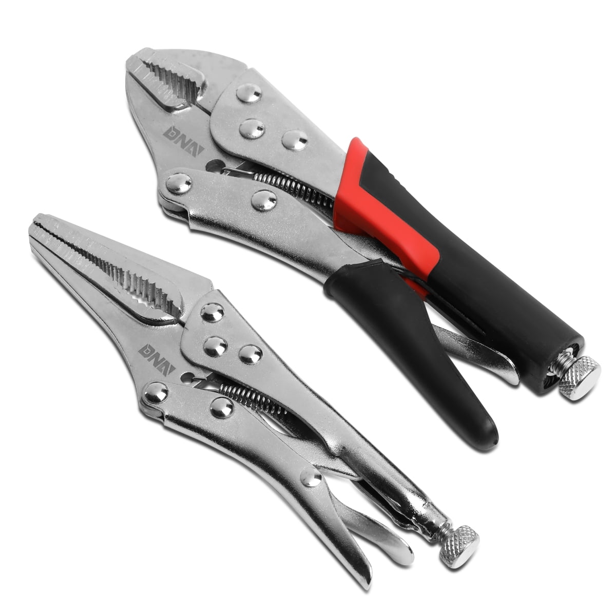 DNA Motoring TOOLS-00064 DNA MOTORING 2 Pcs 6'+7' Carbon Steel Heavy Duty Curved+Straight Jaw Quick Release Locking Plier Wrench