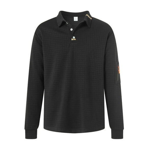Ketyyh-chn99 Men's Golf Polo Shirts Short Sleeve Athletic Shirts Men's Sweater Lapel Pocket Zipper Long Sleeve Sweater Size for M,Black