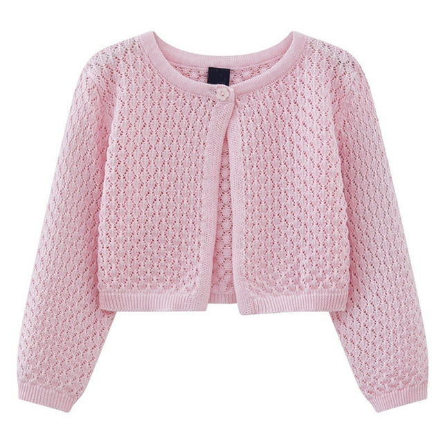 Cardigan Léger en Tricot pour Filles avec Dentelle Col Rond Boutons devant Tenue Décontractée pour Tout-Petits Enfants 1 à 8 Ans