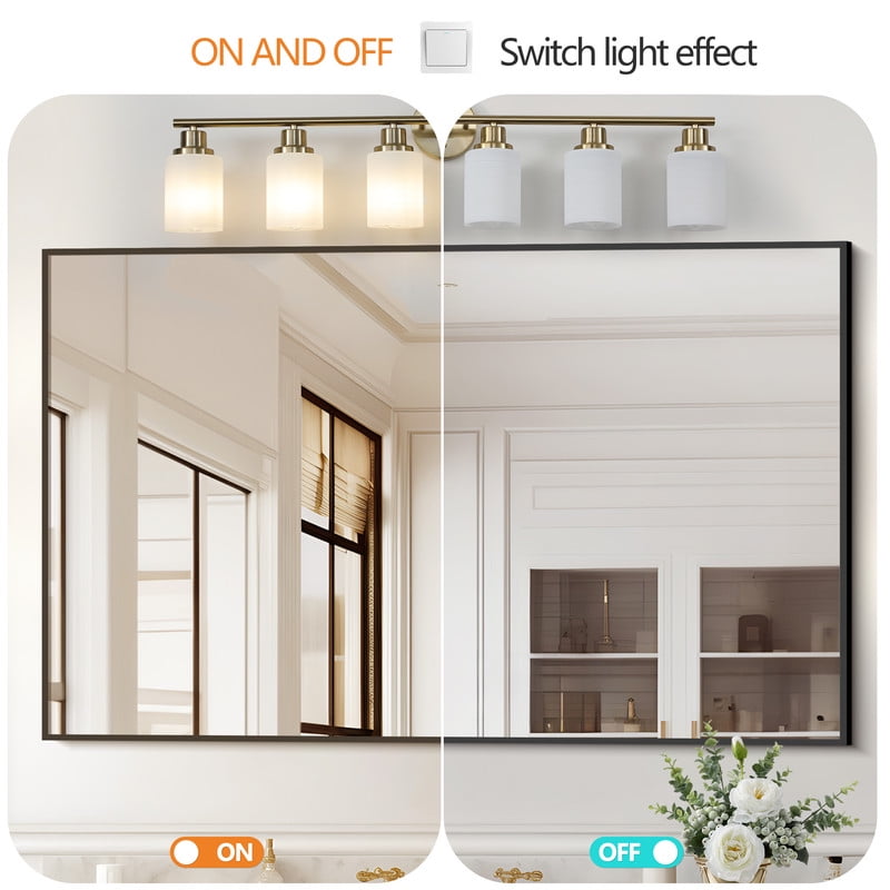 39" Modern Gold Vanity Light, 6-Light Bathroom Wall Sconce with Frosted Glass Shades, Wall Mount Lighting for Mirror or Hallway (No Bulbs)