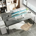 thumbnail image 2 of Computer Desk, 80 Inch Office Desk, Gaming Desk with Storage, Writing Desk Work Desk for Home Office, Study, Long Simple Desk, Large Legroom, Metal Frame, Grey, 2 of 18