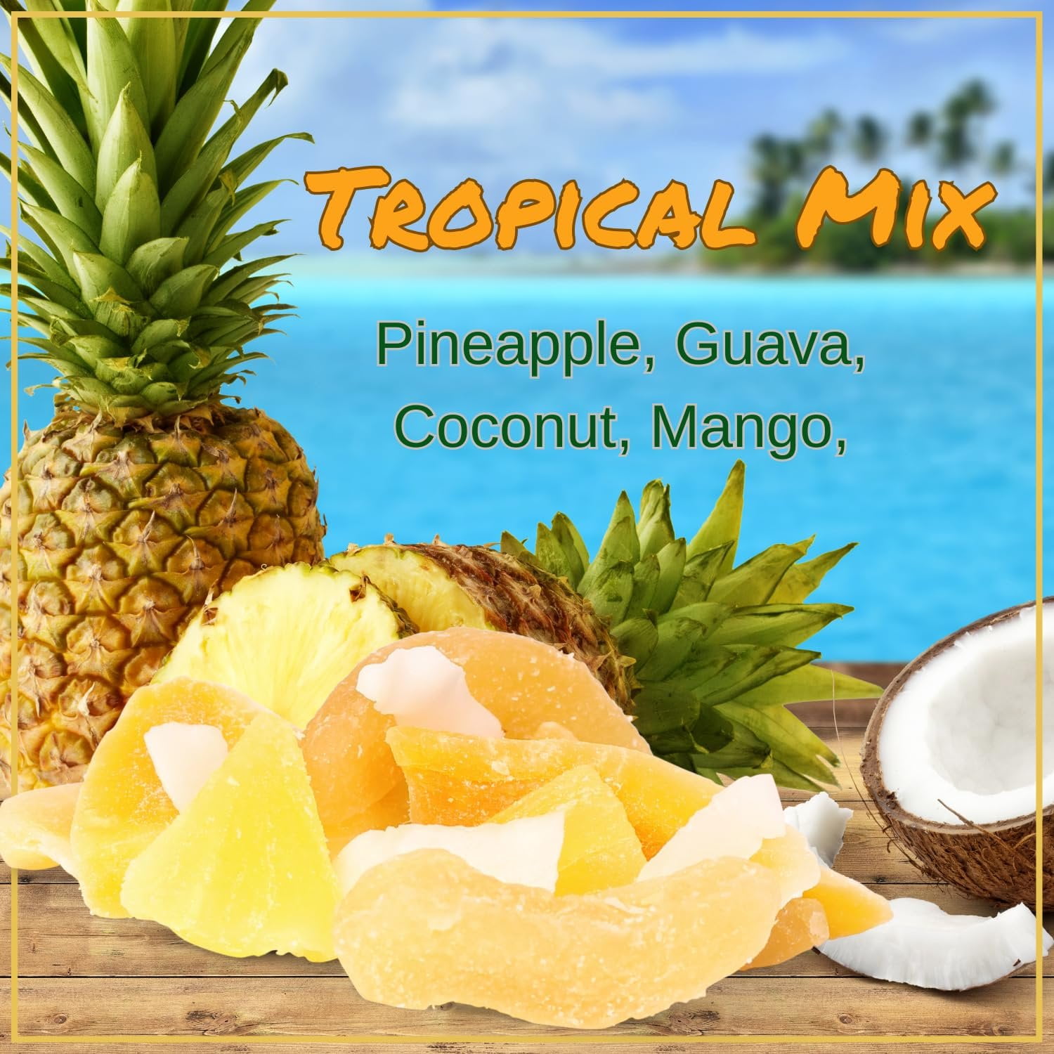 Tropical Mixed Dried Fruit Medley - by Its Delish, 2 Lbs Bulk Bag  Healthy Snacks for Adults  Fresh Snack Mix Dry Fruit  Pineapple Mango Guava Coconut  Vegan, Kosher