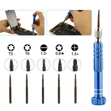 EEEKit 5 in 1  Magnetic Pentalobe Screwdriver Repair Tool Set, Triwing Torx T5 T6, 0.8(P2), Flathead & Phillips for iPhone 7 Plus 6S Plus 6S 6 Plus 6 (Best Iphone Screwdriver Set)