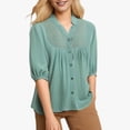 thumbnail image 2 of Women's Versatile Elegant V-Neck 3/4 Sleeve Button-Up Shirt Blouse, 2 of 5