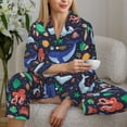 thumbnail image 5 of KLL The Underwater World Print Women's Long Sleeve Pajamas with Pants Sleepwear Loungewear 2 Set-Small, 5 of 7