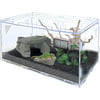 Acrylic Reptile Terrariums Tank with Temperature Hygrometer, 11.8"x7.9"x5.9" Transparent Reptile Breeding Box Terrarium Cage Tank for Small Reptile Insect Office Home
