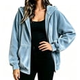 thumbnail image 6 of Bexdxz Zip Up Hoodie Women Velvet Elegant Oversized Long Sleeve Hooded Sweatshirt | Womens Hoodies Pullover 2026 Velvet Oversized Loose Fit Full Zip Hooded Light Blue M, 6 of 6