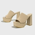 thumbnail image 4 of Dakaela Women's Platform Heels Sandals Fashion Dress Pump Mules Square Open Toe Party Shoes, 4 of 7