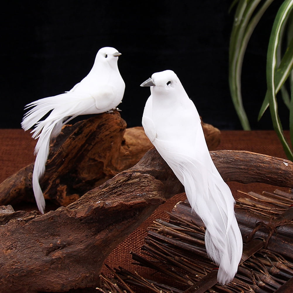 12Pcs Artificial Feather Foam Dove Bird Clip on Tree DIY Plant Bonsai Decor US 