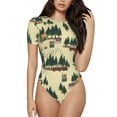thumbnail image 2 of Goofa Camping Caravan 1 Printed Women Rash Guard Short Sleeve,Tummy control Swimsuit Surfing Swimsuit Bathing Suit One Piece Swimsuit UPF 50-Medium, 2 of 9