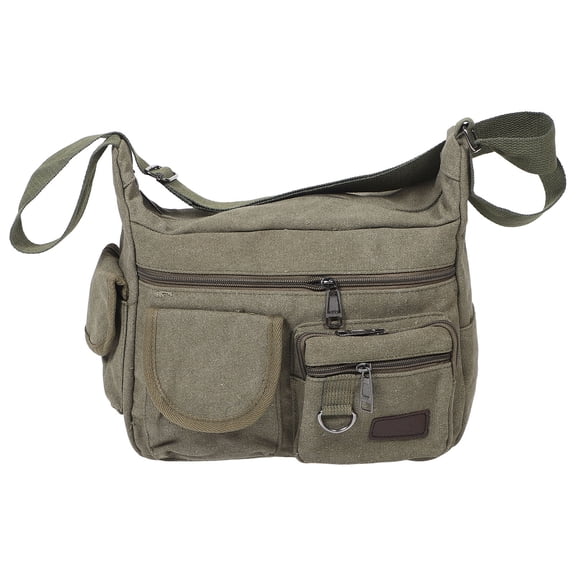 TEHAUX Olive Green Canvas Crossbody Messenger Bag Durable Shoulder Tote with Adjustable Straps