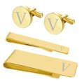 thumbnail image 1 of BodyJ4You 4PC Cufflinks Tie Bar Money Clip Button Shirt Personalized Initials Letter V Gift Set, 1 of 6