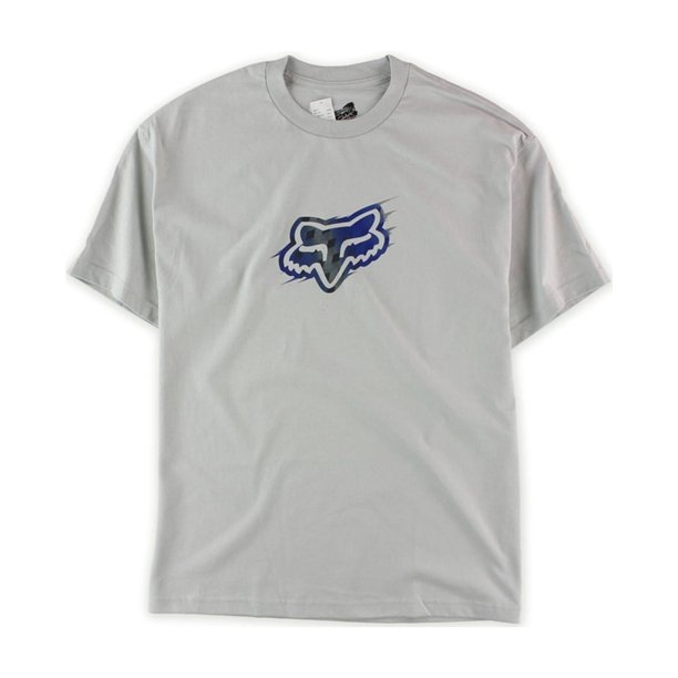 FOX - Camiseta gráfica con logo a cuadros para hombre, metálica, pequeña FOX Camiseta gráfica