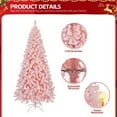 thumbnail image 5 of Tcbosik 8ft Flocked Artificial Christmas Pine Tree with 1450 Branch Tips, Unlit Hinged Xmas Tree with Metal Stand for Home Decoration, Snowy Pink, 5 of 5