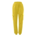 thumbnail image 2 of Jxximdong Pants for Women Fashion Casual Gradient Print Bottom Sweatpants Pockets High Waist Sporty Gym Athletic Fit Jogger Pants Yellow XXL Trousers, 2 of 4